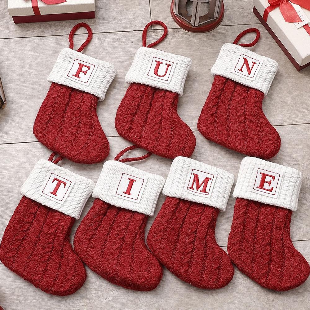 Letters Christmas Stocking Knitting Christmas Tree Pendant Decorations Xmas M7G7