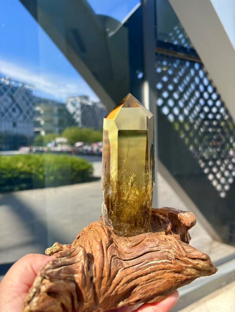 1.62LB A+ Natural Citrine Quartz Obelisk Crystal Tower for Reiki Healing