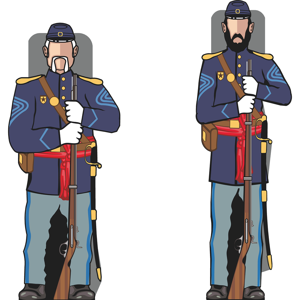 SS11211 2Pack Cartoon Union Civil War Soldier Rifle Stand In Cardboard Cutout St