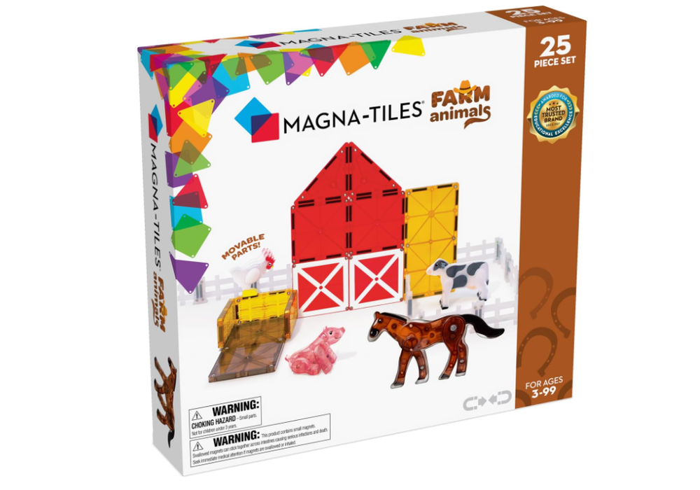 MAGNA-TILES 25-Pc Farm Animals Magnetic Building Set with Free Shipping