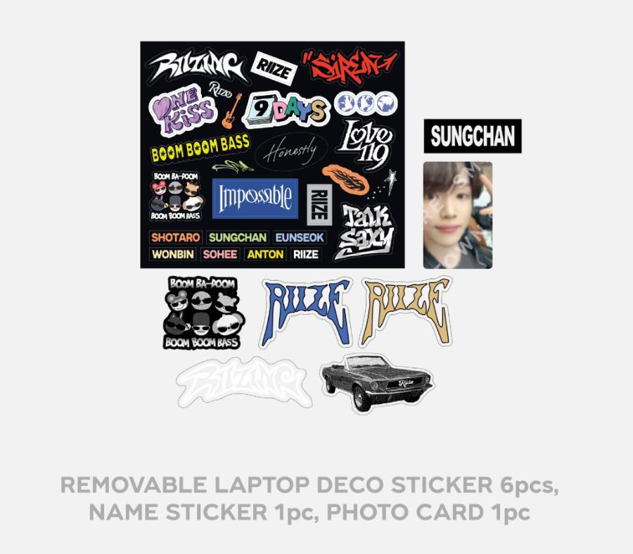 RIIZE RIIZING OFFICIAL SMTOWN MD PHOTOCARD + REMOVABLE LAPTOP DECO STICKER SET