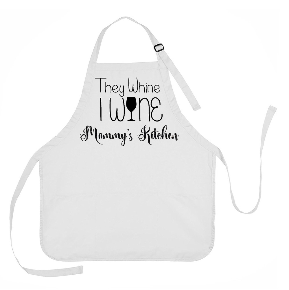 Mothers Day Apron, They Whine I Wine Apron, Mommys Kitchen Apron-image