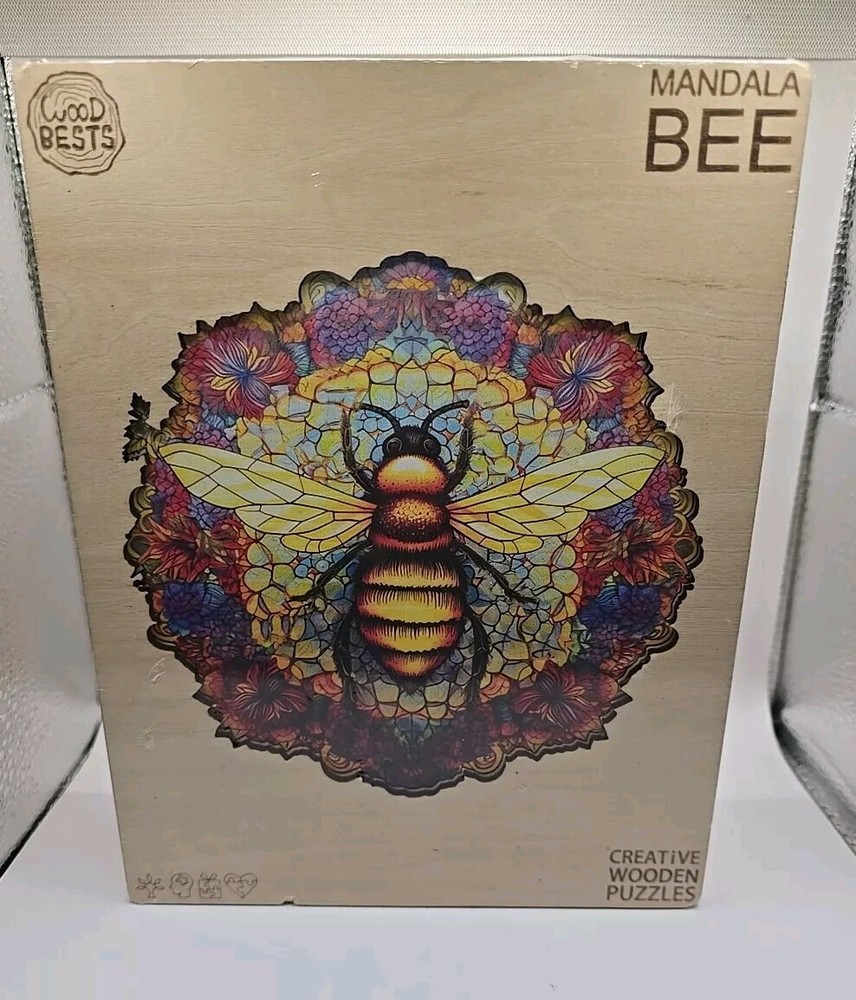 Wooden Jigsaw Puzzle 300 pieces Mandala Bee 13.7 x 13.7