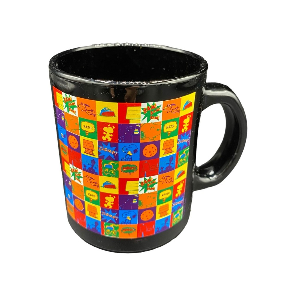 Snoopy Black Mosaic Glass Coffee Mug by Cedar Fair