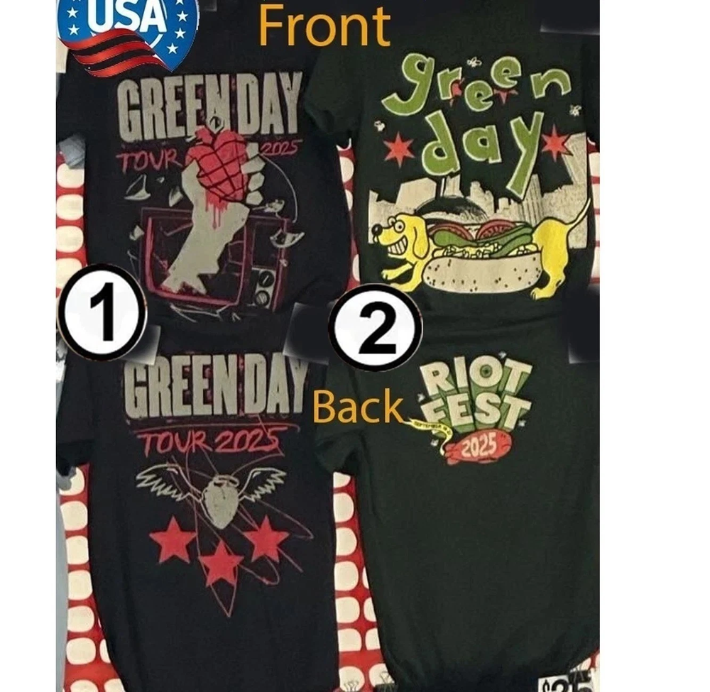 Green Day Tour 2025 USA Tshirt Retro Design