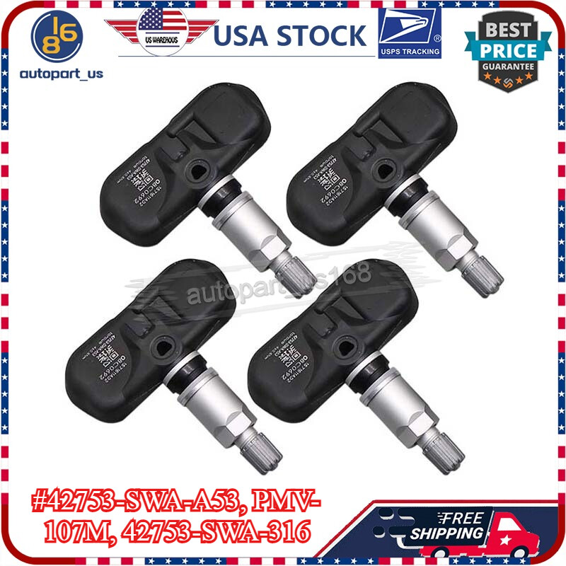 315MHz TPMS Sensors 4-Pack for Honda Accord CR-V Fit 2008-11