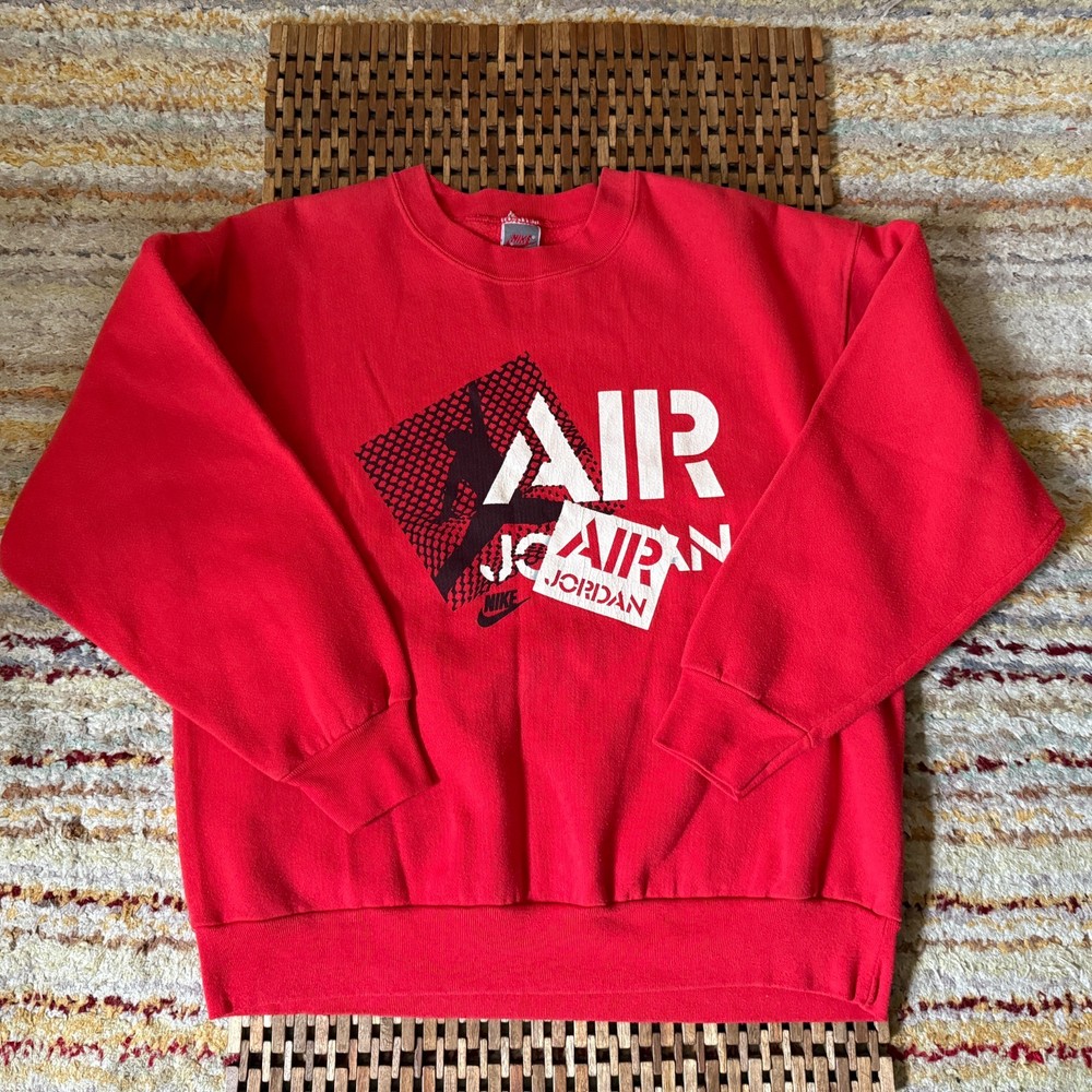 Vintage Nike Air Jordan Graphic Print Crew Neck Sweatshirt Red 90s Rare VTG