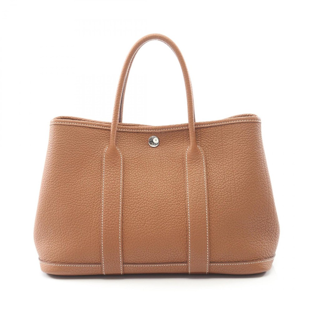 HERMES Garden party TPM Gold Tote Bag Negonda leather Brown Used Women D SHW