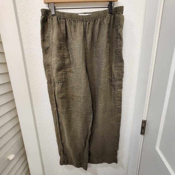 Cut Loose Lagenlook Wide Leg Sage 100% Linen Pants