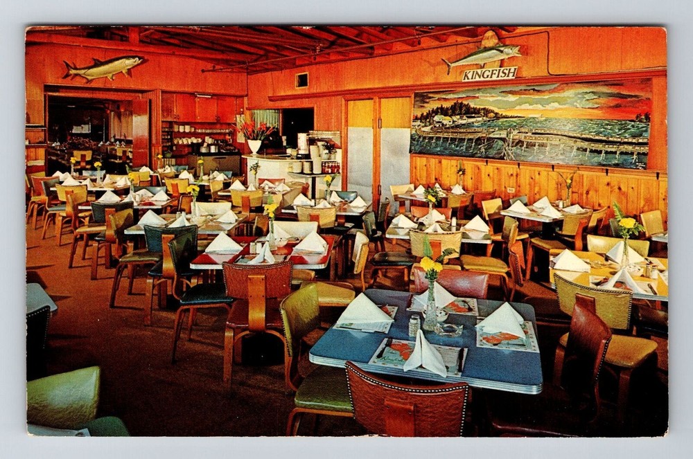 Johns Pass Florida Kingfish Dining Room Vintage Antique Postcard