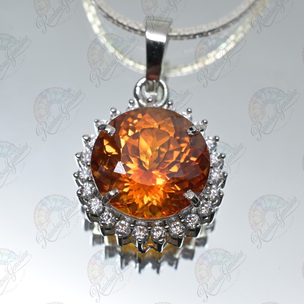 Certified Natural Orange Sapphire 31.50 Ct Loose Gemstone 925 Silver Pendant