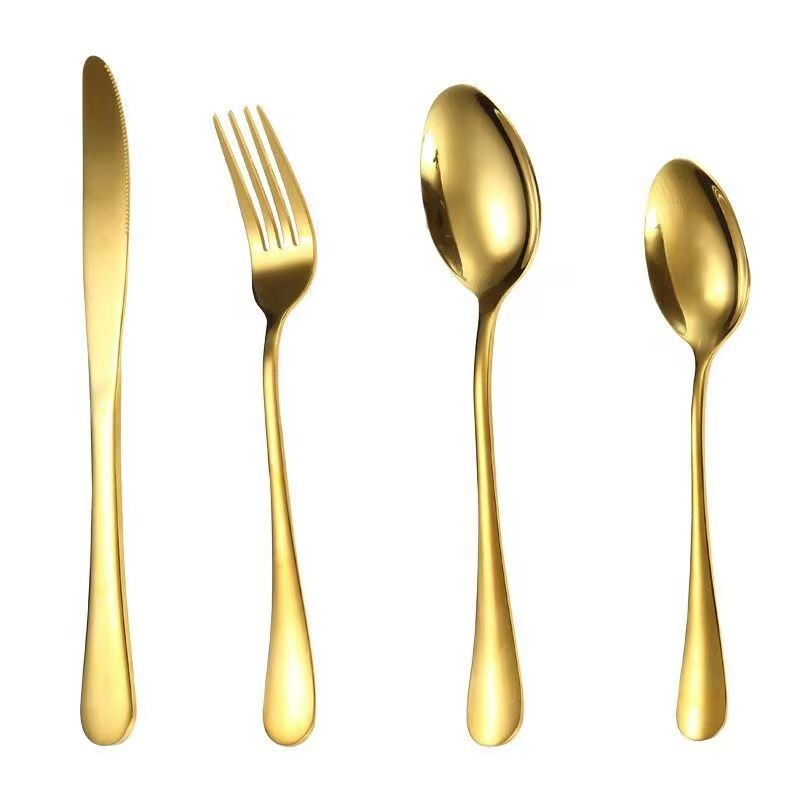 Cutlery Set And 4pcs Fork Knife Spoon Teaspoon-golden