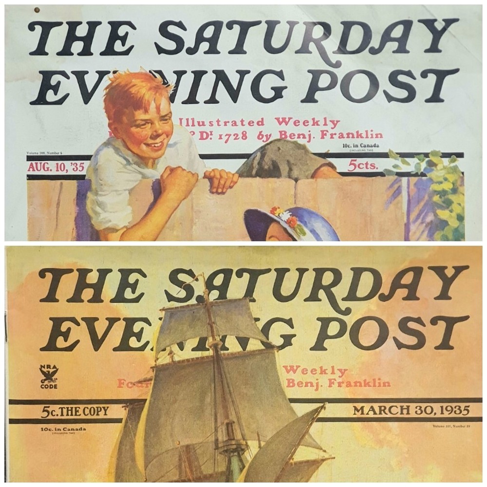 1935 The Saturday Evening Post 2 Issues March 30 and August 10 Very Good Plus
