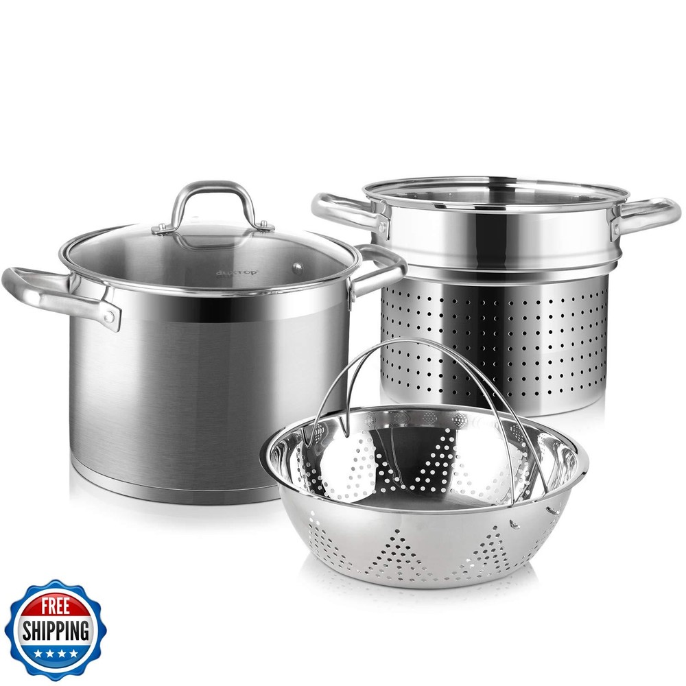 Duxtop 4-Piece Stainless Steel Pasta Pot Set with Strainer Insert