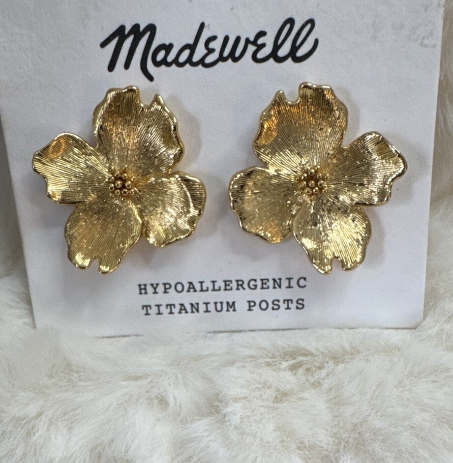Madewell Flower Statement Stud Earrings NEW