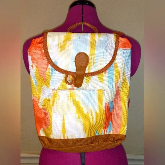 Brand New Watercolor Print Miniature Backpack with Magnetic Closure