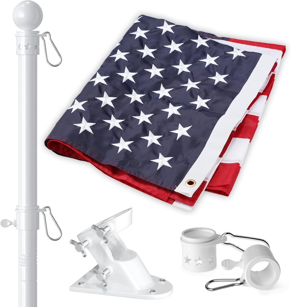 American Flag with Pole for House, 5FT Flag Pole Kit with Us Flag 3X5 Heavy Duty