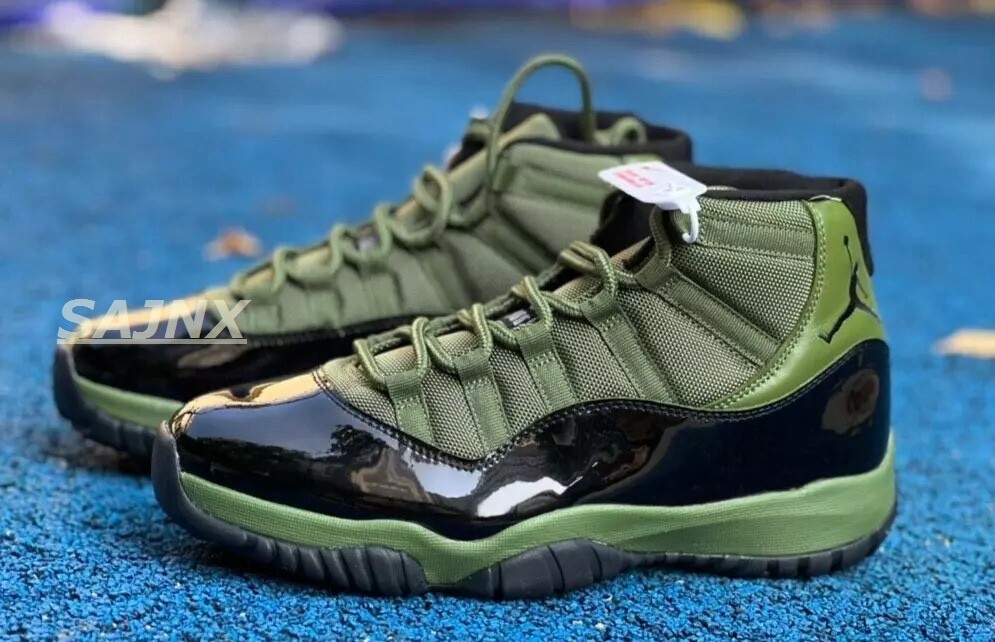 Nike Air Jordan 11 Retro Army Green Black Men's Basketball Sneakers