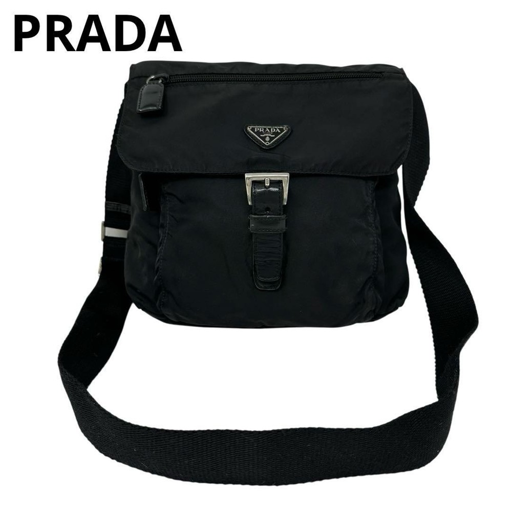 Prada Pocone Nylon Shoulder Bag in Black E150