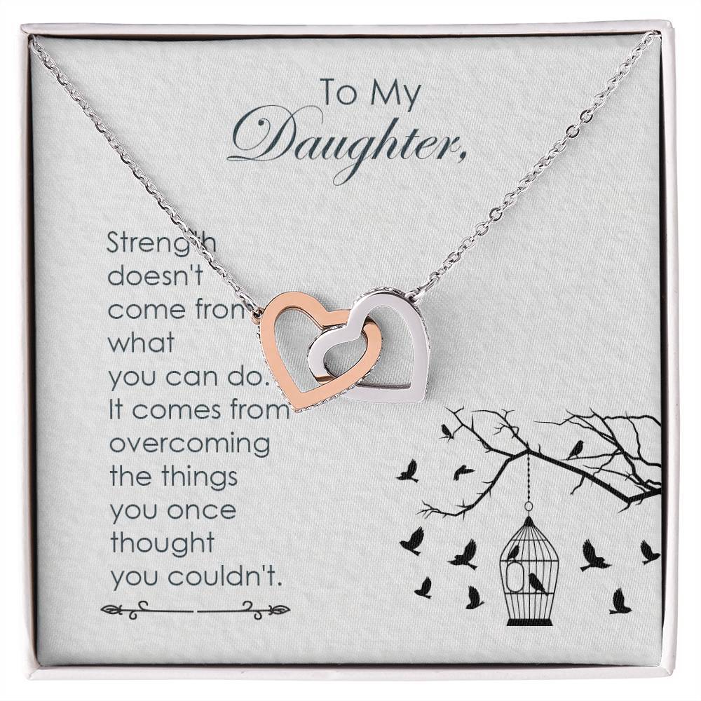 Daughter Strength Interlocking Hearts Necklace