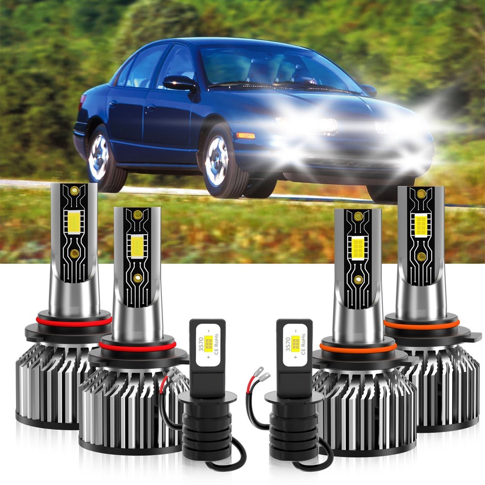 LED Headlight High Low Fog Light Bulb 6500K white kit For Saturn SL1 1993-1995