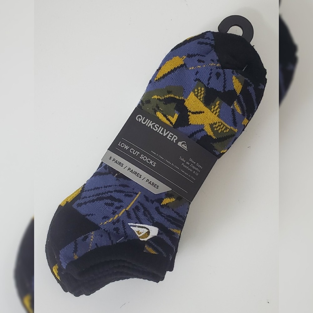 Quiksilver Men's Low Cut Socks 5-Pack - Multicolor - Shoe Size 6-12