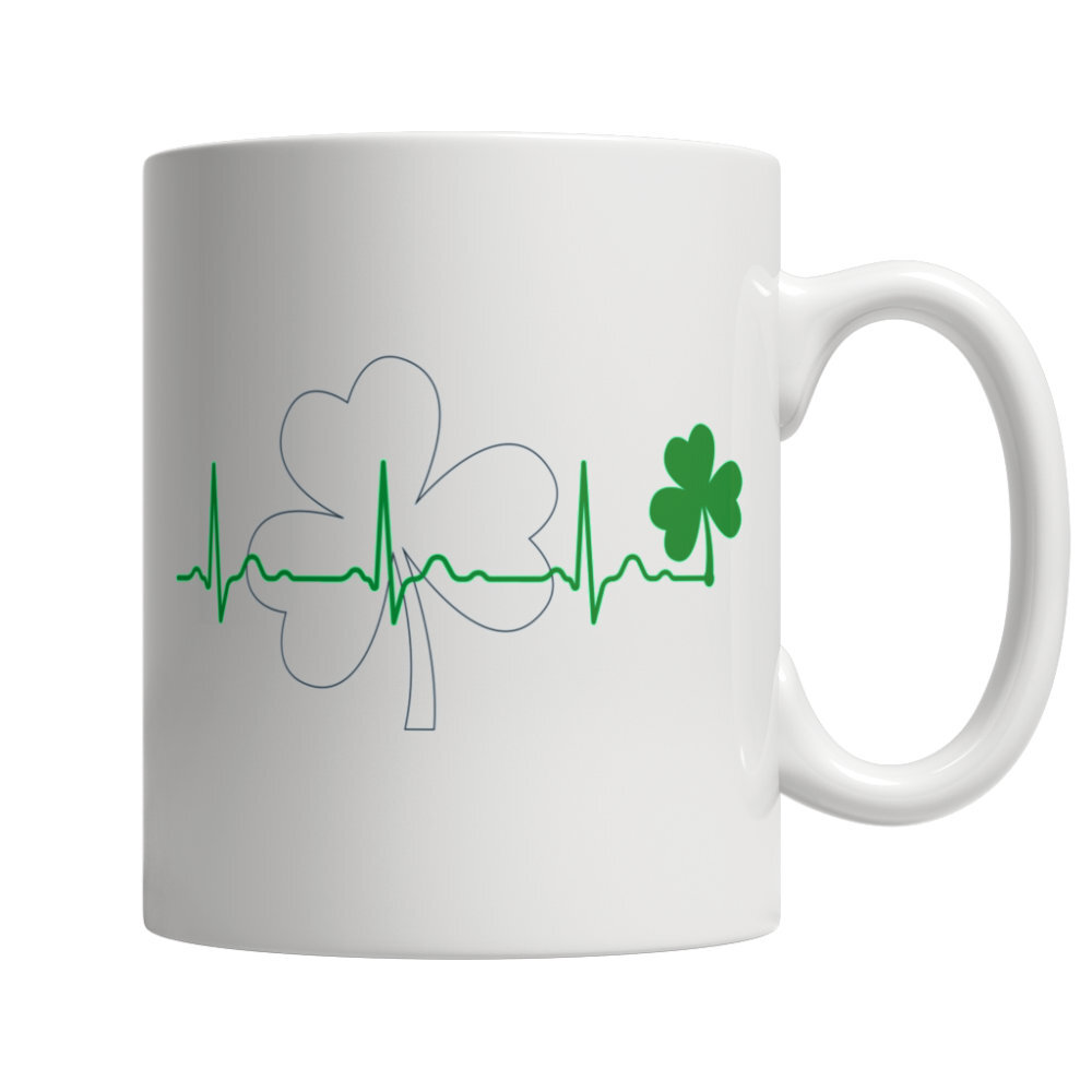 Shamrock Irish Coffee Mug with Heartbeat Design