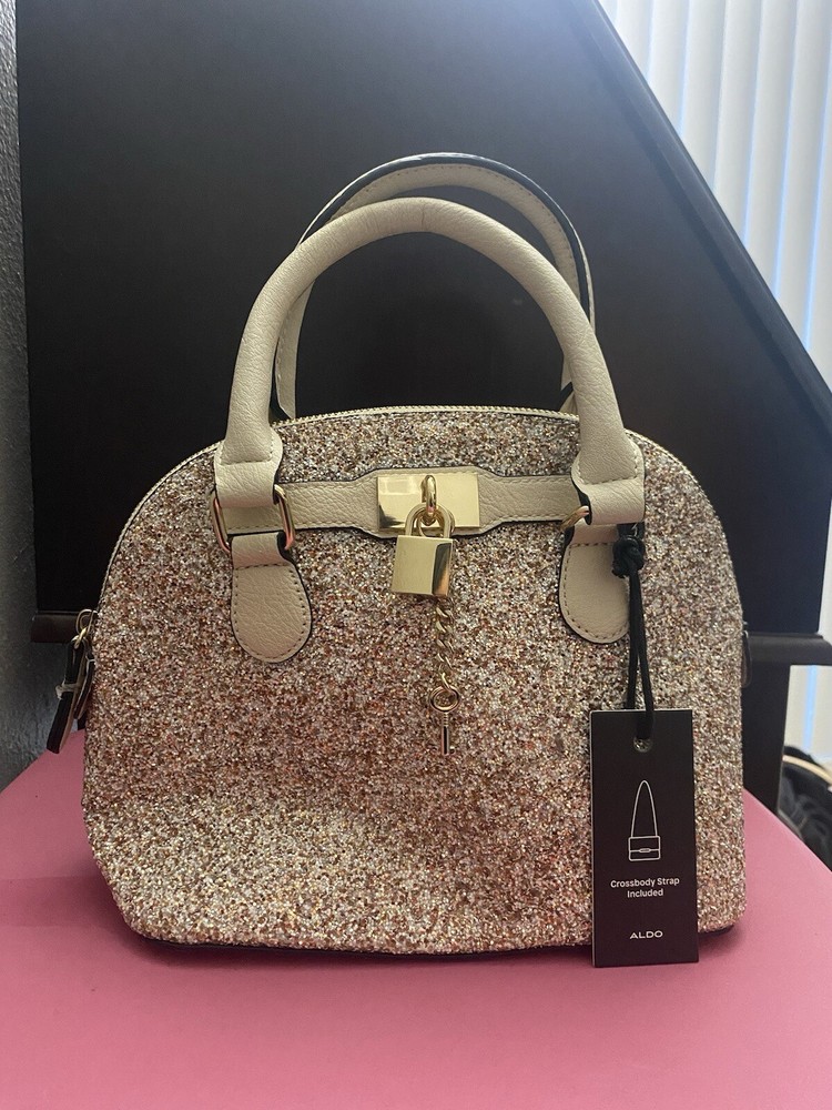 ALDO Sparkly Barland Satchel Bag in Champagne Pink Handbag Purse