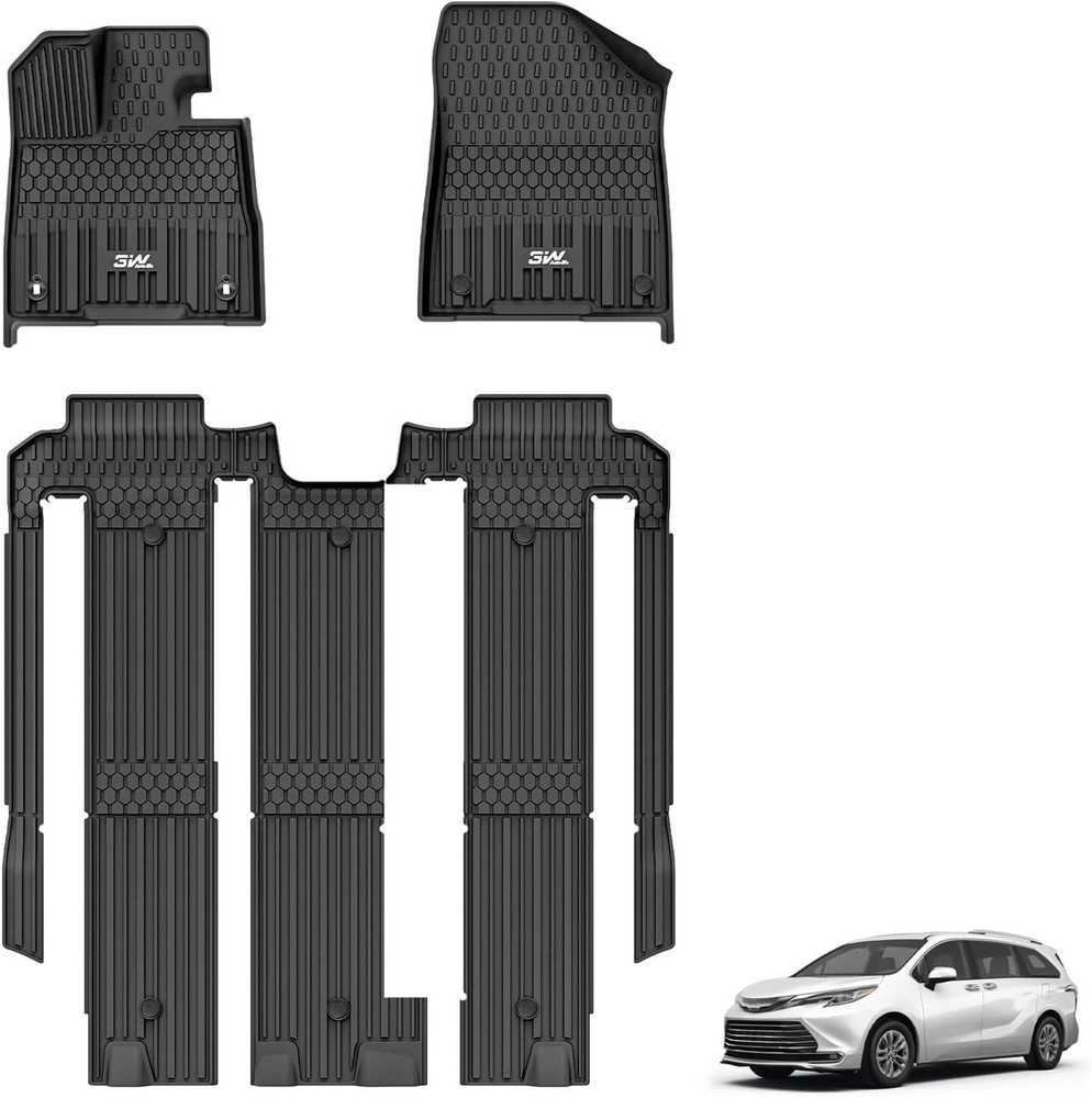 3W Floor Mats for 2021-24 Toyota Sienna 7-Seat Car Floor Liners