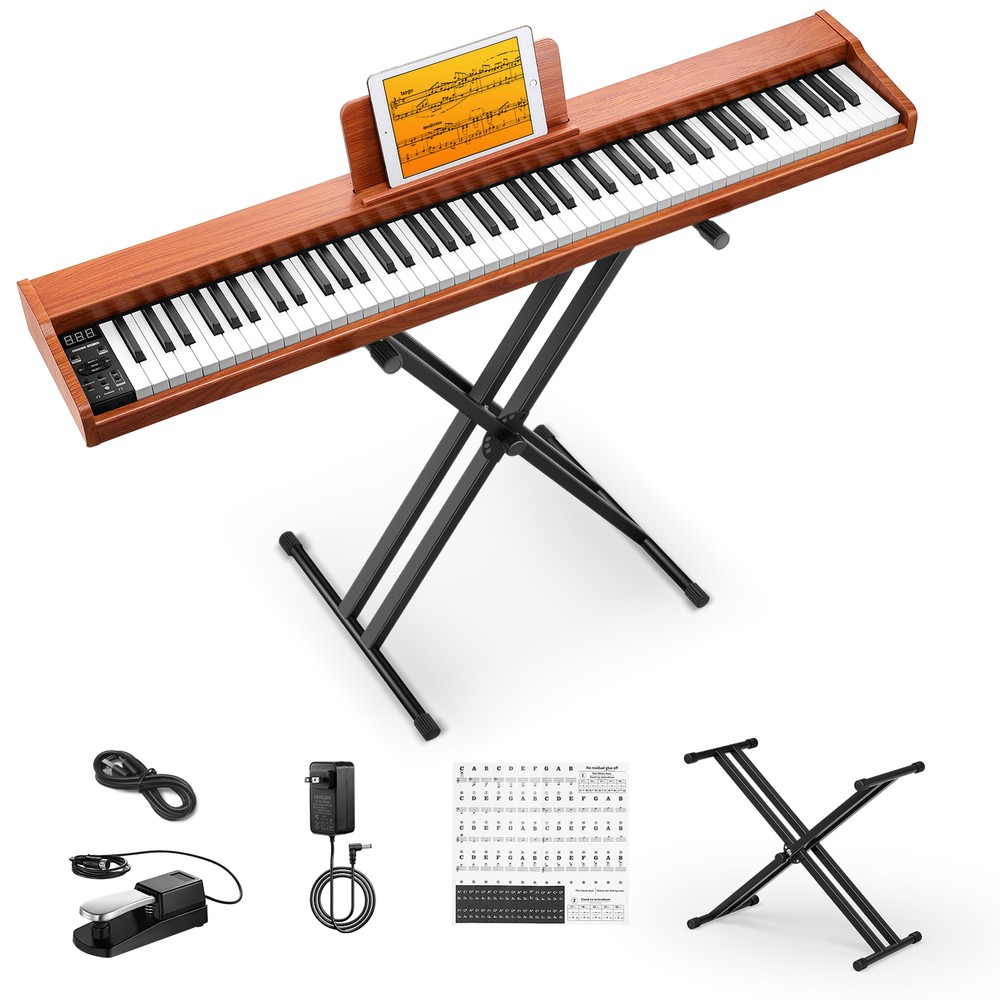Donner DEP-1S Digital Piano 88 Key Wooden Design + Sustain Pedal Stand 128 Tones