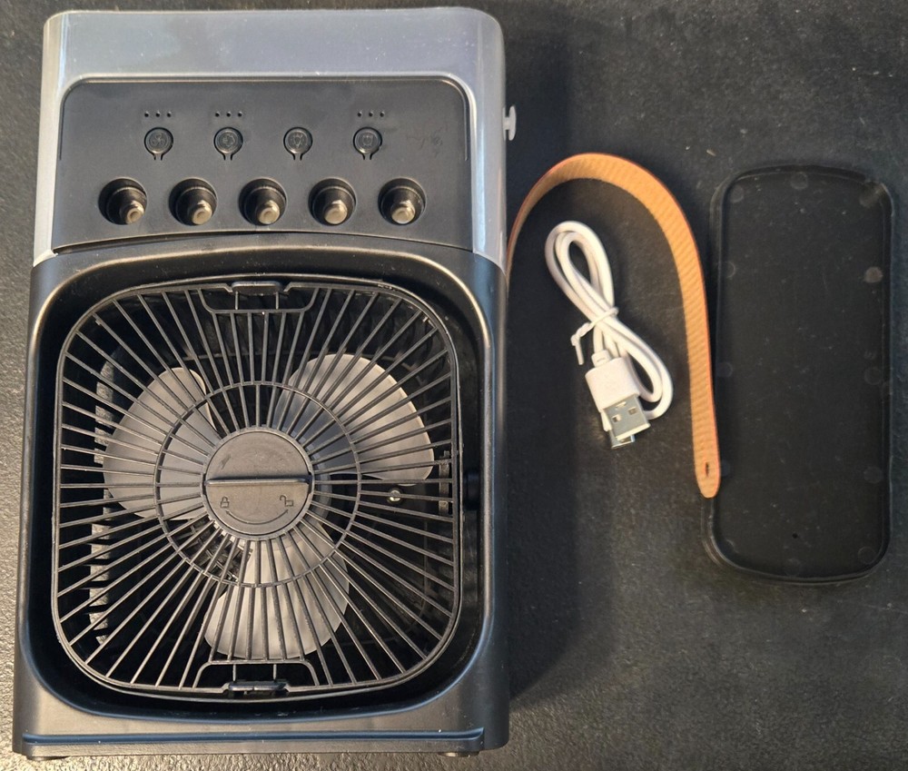 Portable 3 in 1 Fan Air Conditioner Household Small Air Cooler LED -Black NiB