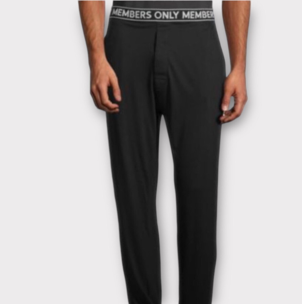 Members Only Mens Logo Button Fly Elastic Waist Loungewear Pants NWT-image