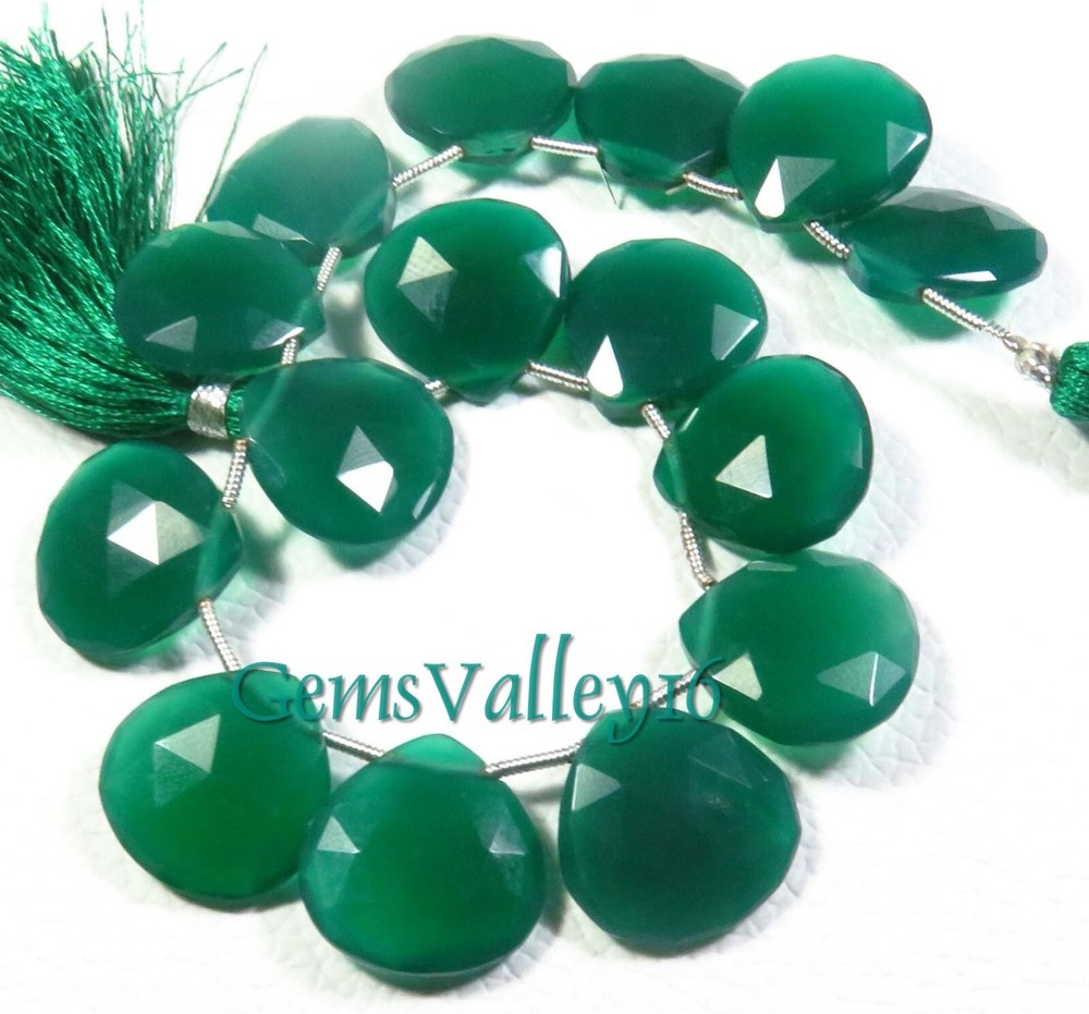 Christmas Sale Natural Onyx Heart Faceted Gem Beads 7.5” Strand 17mm GV 1950-image