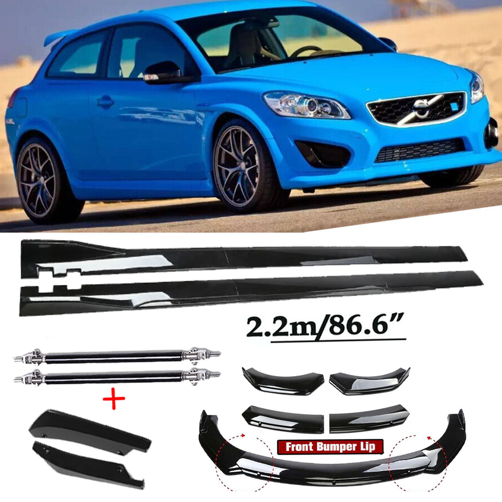 Volvo C30 C40 C70 Front Bumper Spoiler Side Skirt Kit Glossy Black