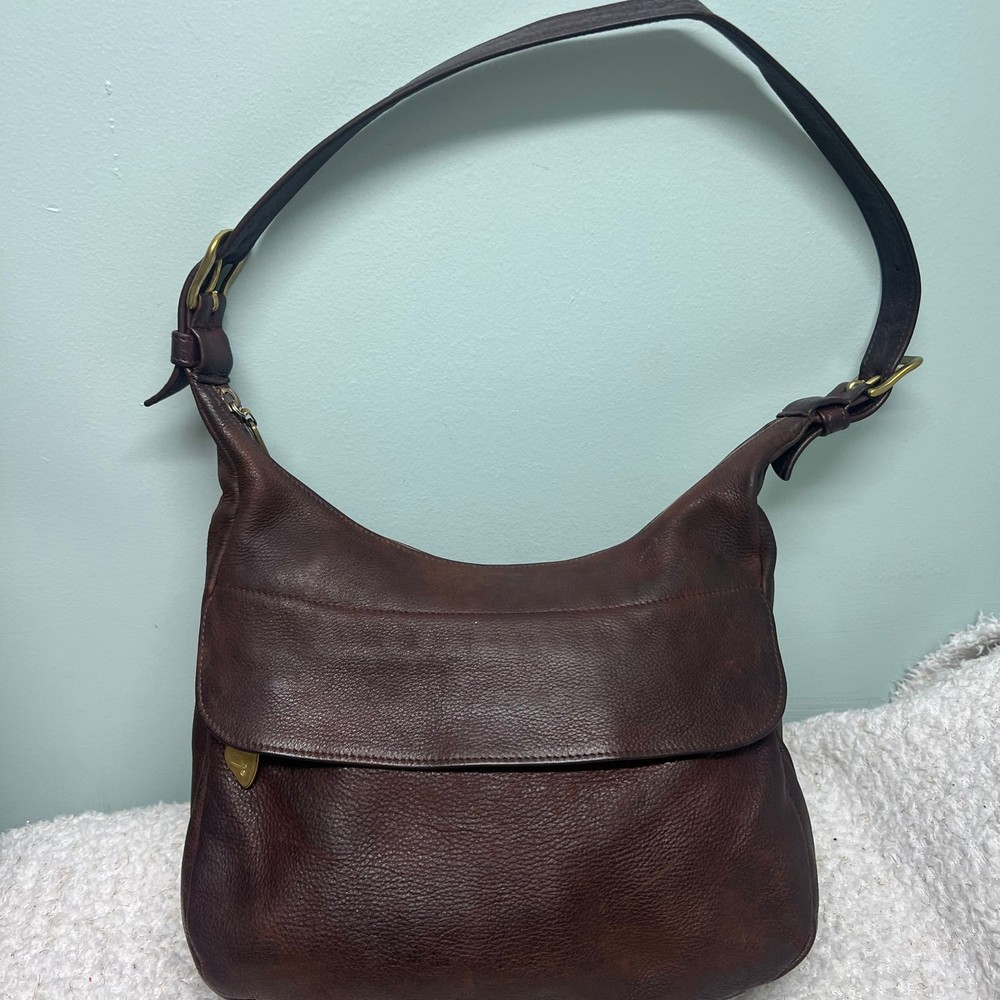 Vintage Libaire Dark Brown Leather Hobo Shoulder Bag Made in USA Great Purse