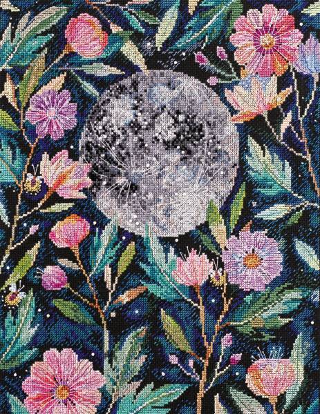 Cross stitch kit - Moon Secrets 27x34cm Black Aida 14ct needlepoint kit