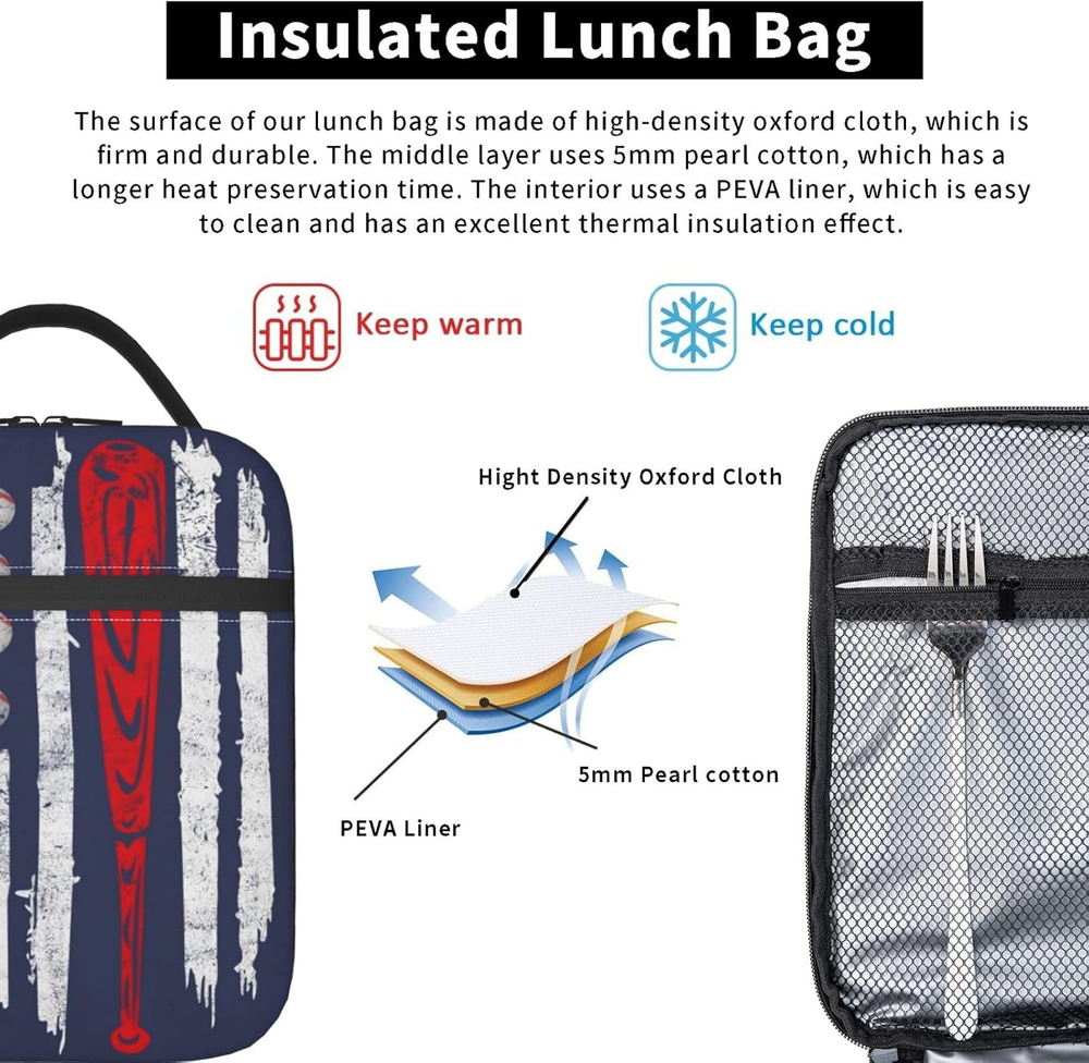 Insulated Waterproof Lunch Bag for Kids Adults Reusable Lunch Box  