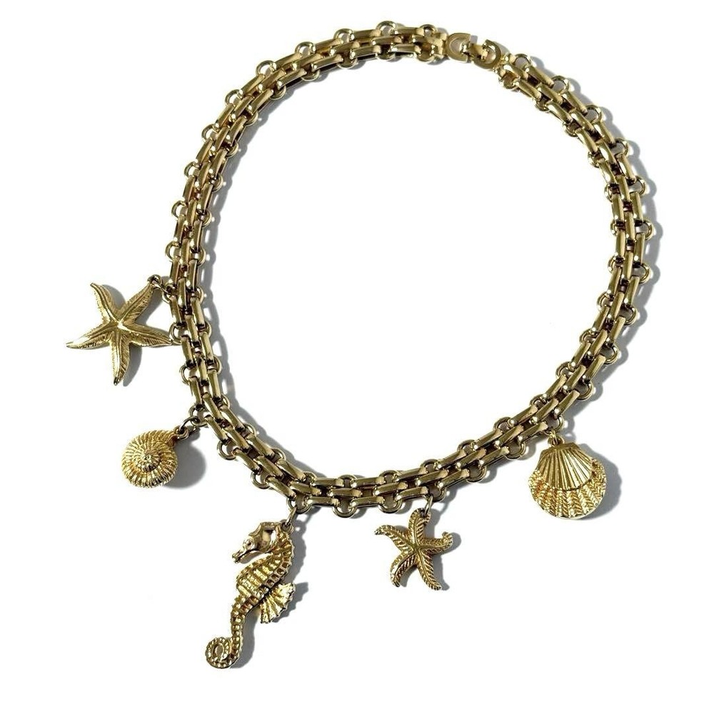 Christian Dior Vintage Rare Women'S Pendant Necklace Marine