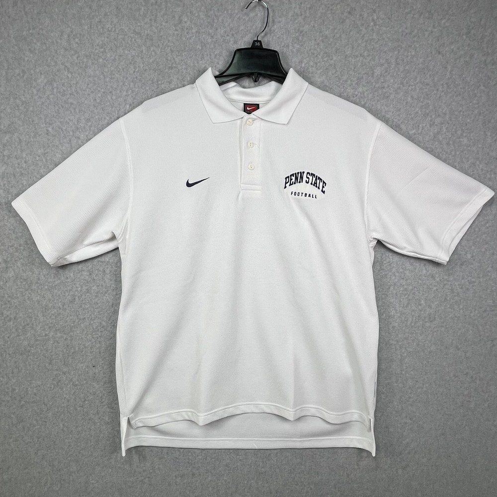 Nike Penn State Football Polo Shirt Mens XL White Short Sleeve Button Y2K Vintage Style