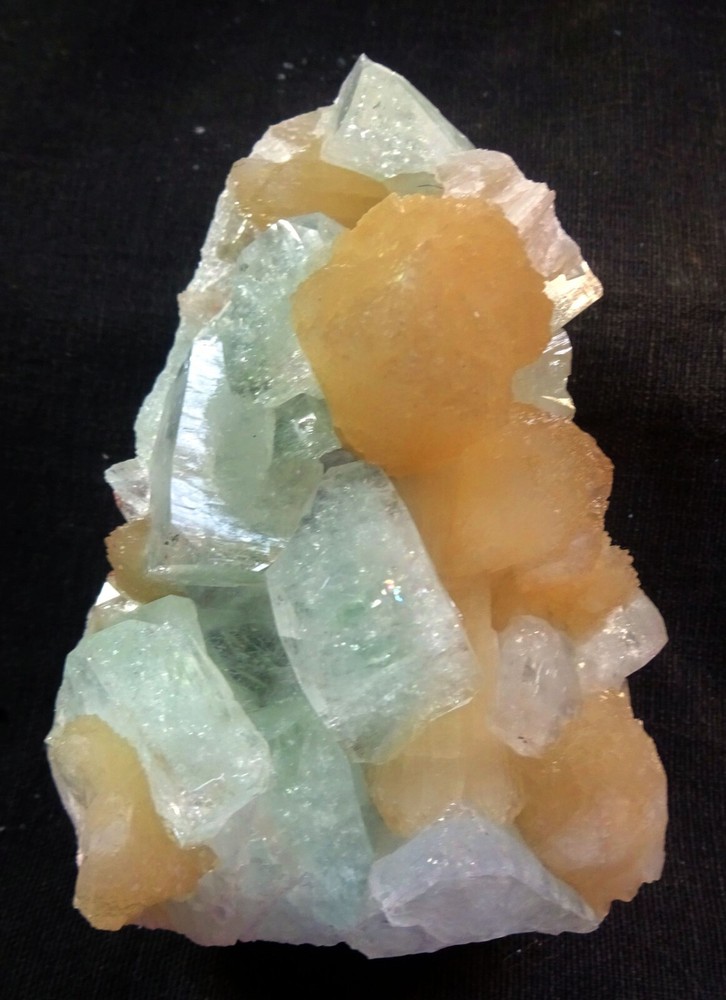 Stunning light green apophyllite cubes with stilbite bows mineral specimen +5.02g