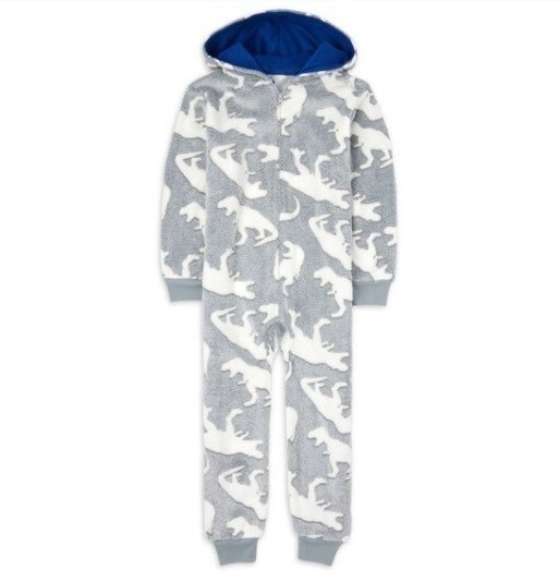 DINOSAURS Pajamas Boy's L 10/12 NEW Super Soft Zip-Up Sleeper Pjs Union Suit NWT