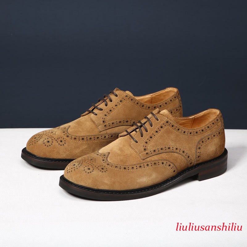 Business Dress Shoes Genuine Leather Shoes Lace-up Casual Brogue Carved Wedding