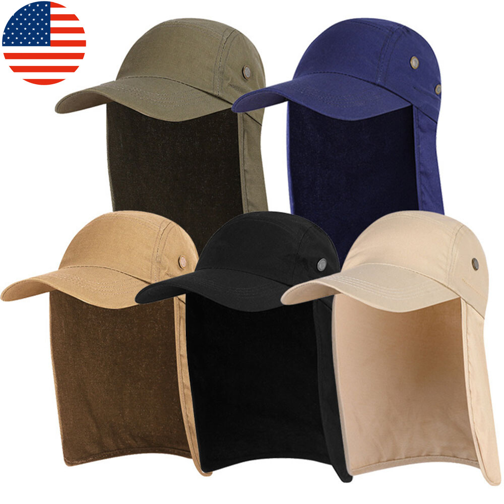 Men Sun Cap with Ear Face Neck Cover Flap Outdoor UV Protect Hiking Fishing Hat