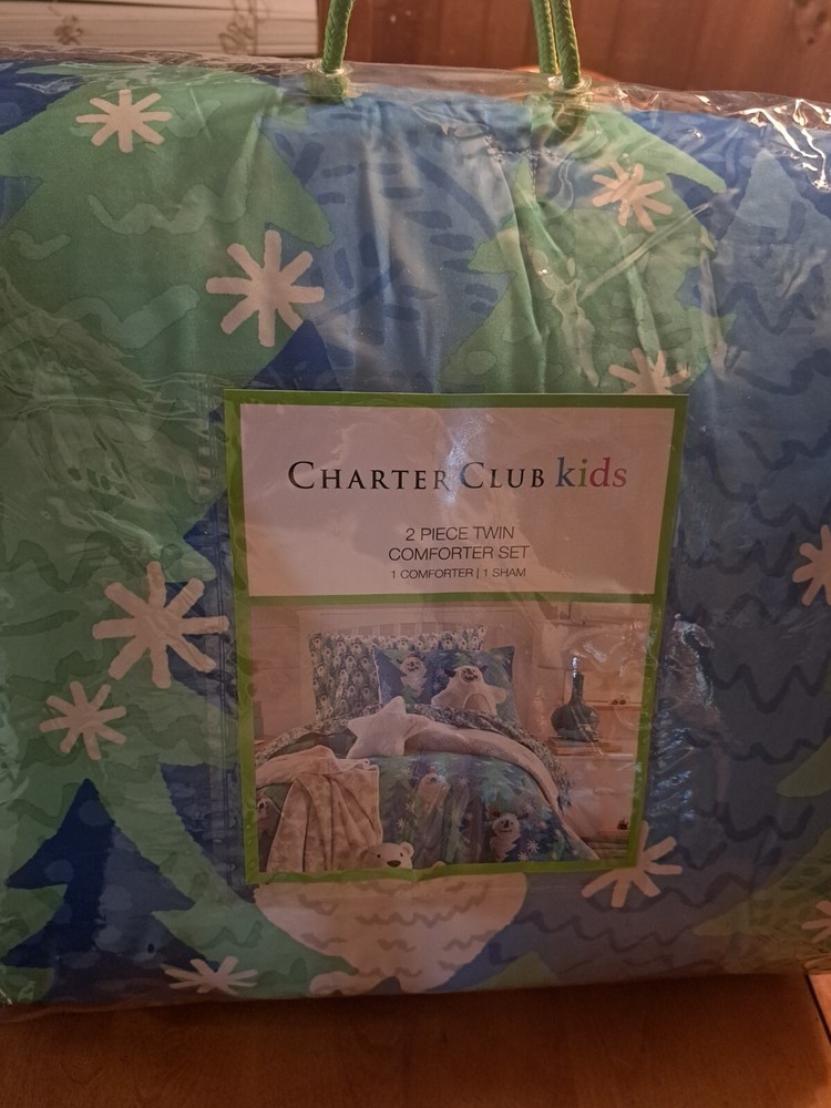 Charter Club Kids 2 Piece Twin Snow Man Themed Comforter Set