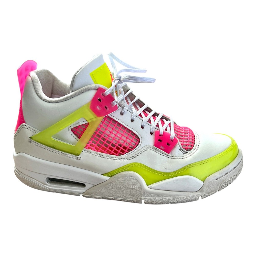 Nike Air Jordan 4 Retro Lemon Venom White Pink CV7808-100 Youth Shoes Size 5.5Y