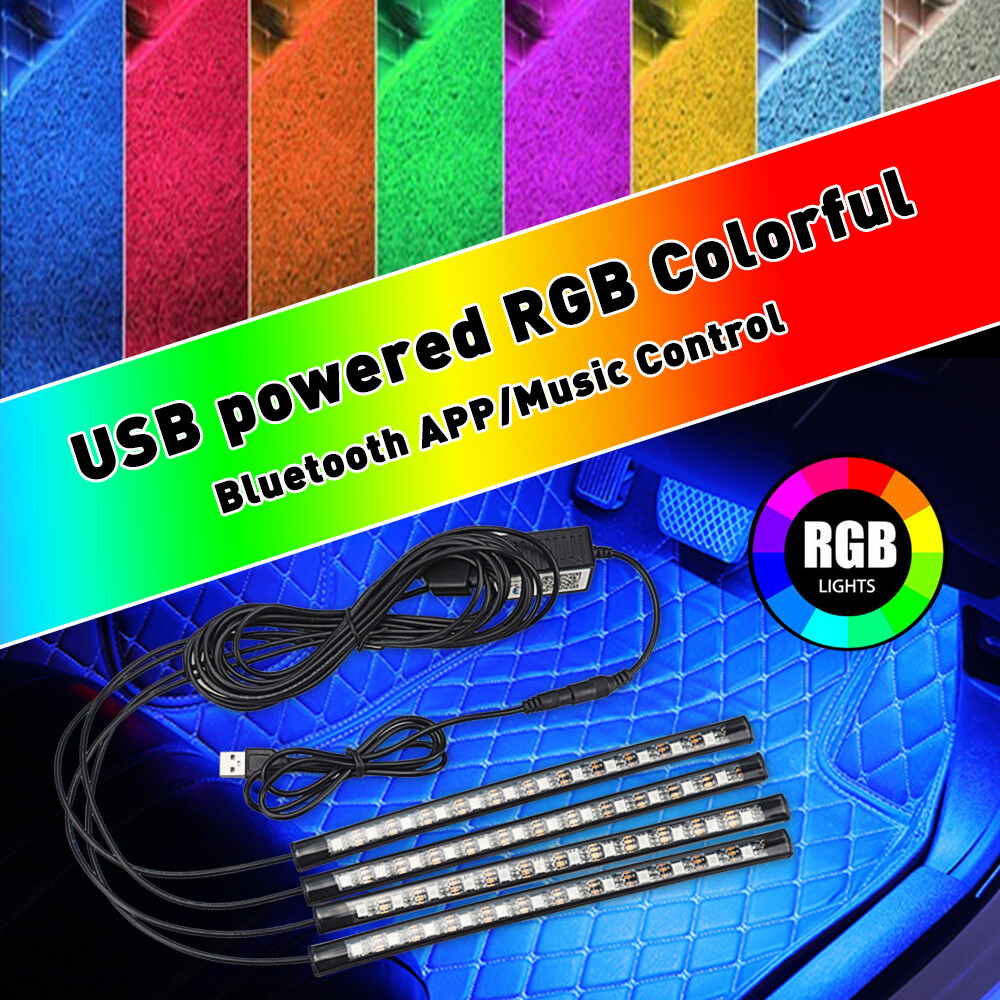 Neon LED Light Trim Glow Optic Strip Bar Car Interior Ambient Lighting Kit. APP