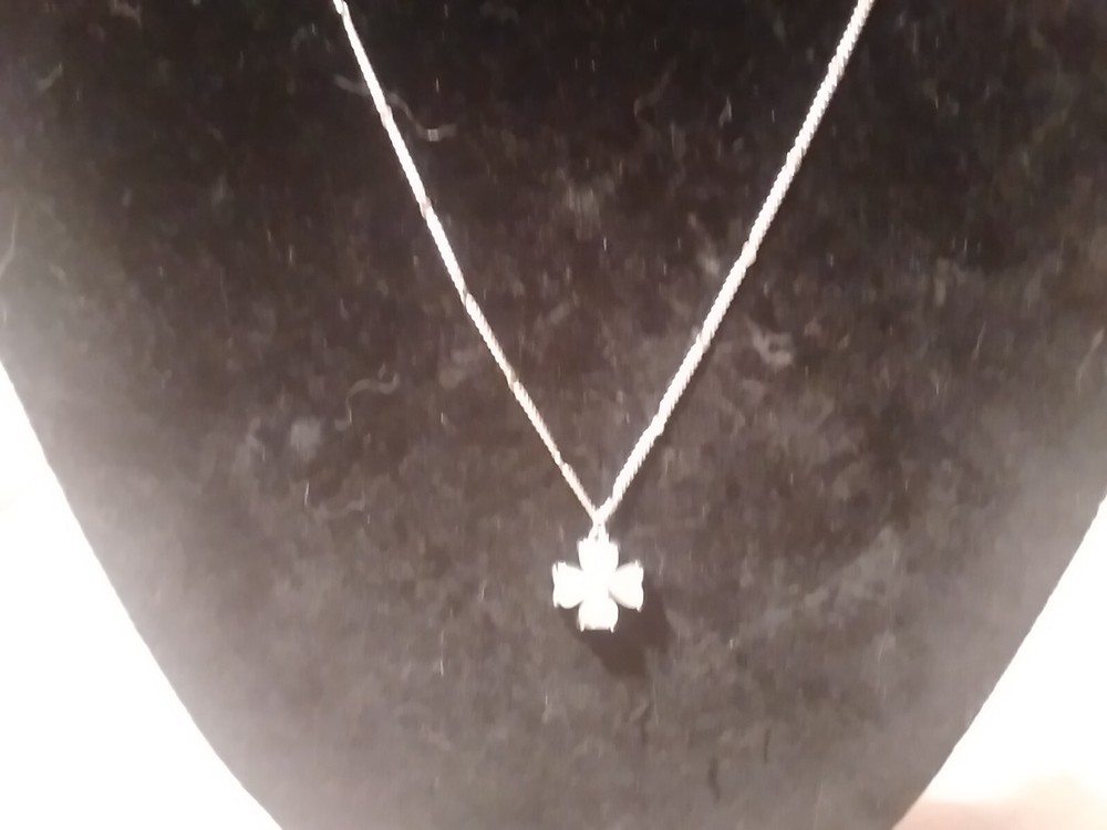 Dainty Cats Eye Stone Flower Necklace with CZ in 925 Sterling Silver