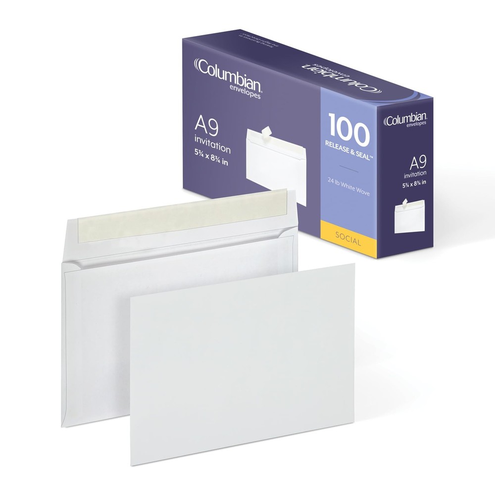 A9 Envelopes with Self Seal Closure, 5-3/4 x 8-3/4 Inches, 24 lb. White, For Gre