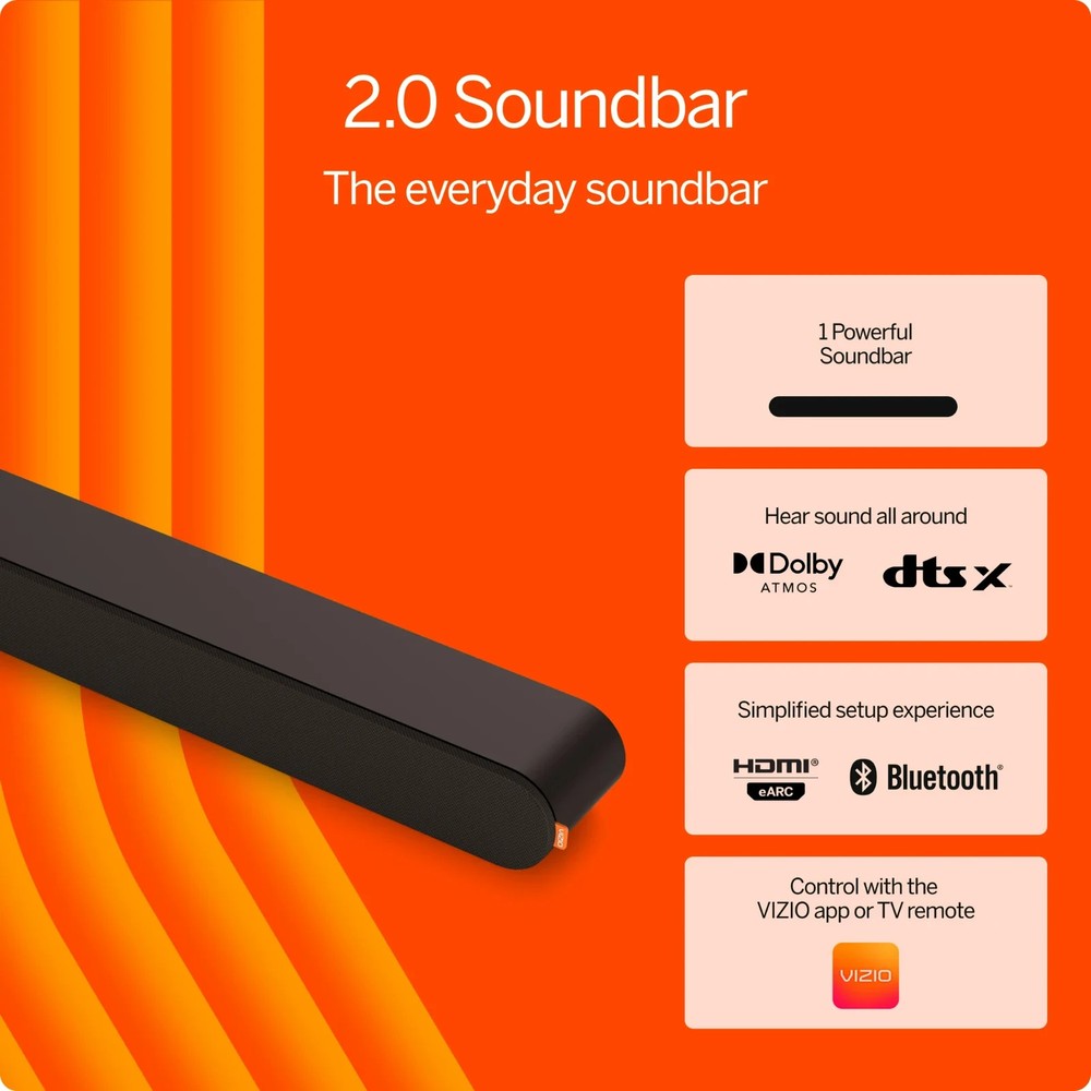 NEW VIZIO 2.0 Soundbar w/Dolby Atmos, Bluetooth Speaker SV200M-08