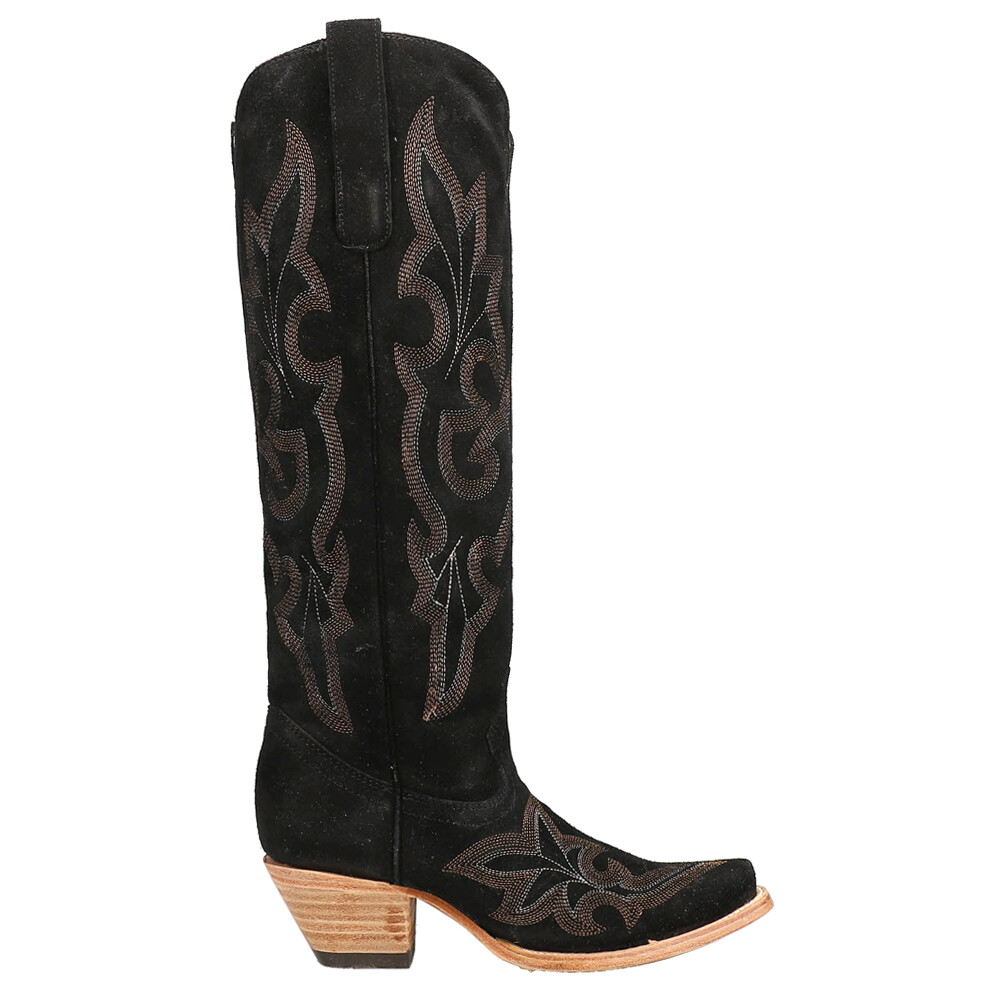Corral Boots Suede TooledInlay Tall Snip Toe Cowboy  Womens Black Casual Boots A